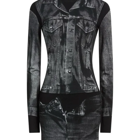 Jean Paul Gaultier Black and Gray Long Sleeve Dress - Picture 1 of 2